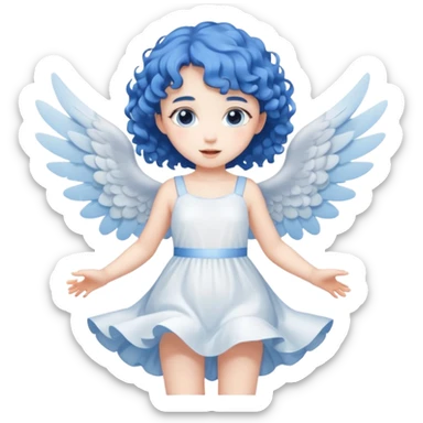 A playful angel girl with short blue curls, fluttering tiny wings 






 sticker