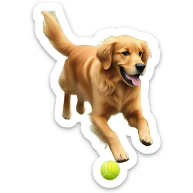 Red Golden Retriever playing ball sticker