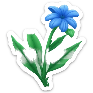 una flor azul con espinas y tallos verdes sticker