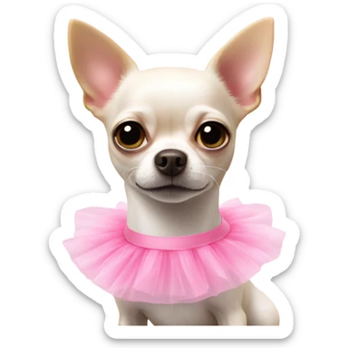 White chihuahua wearing a pink tutu sticker