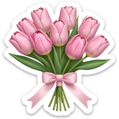 light pink tulip bouquet with light pink bow sticker