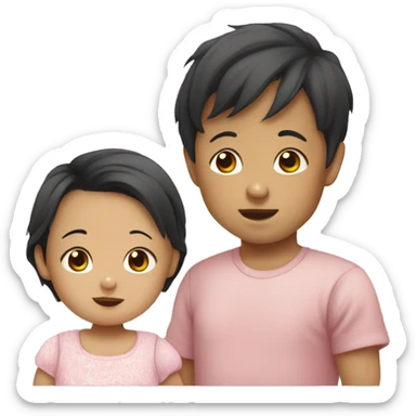Asian babyBig brother and baby litte sister sticker