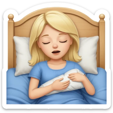 blonde girl lying in bed snoring sticker