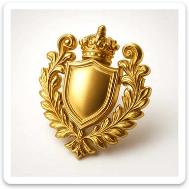 a gold emblem, elegant and shiny, with intricate details, in gold objects style sticker