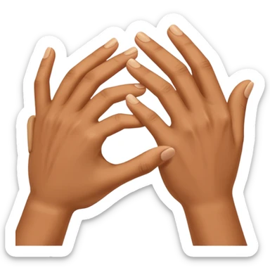 both hands grabbing sticker