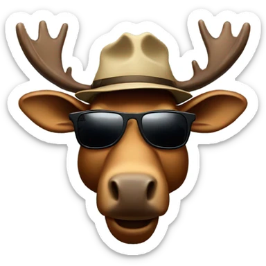 Moose with sunglasses and backwards hat sticker