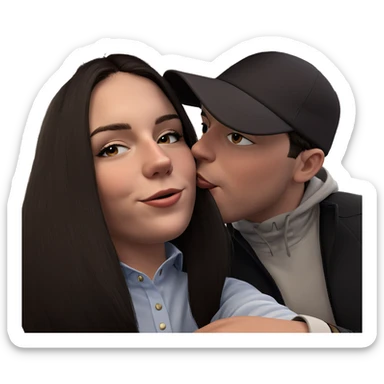 romantic kiss under the hat sticker