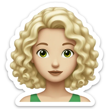 white girl with green eyes and wavy hair  sticker