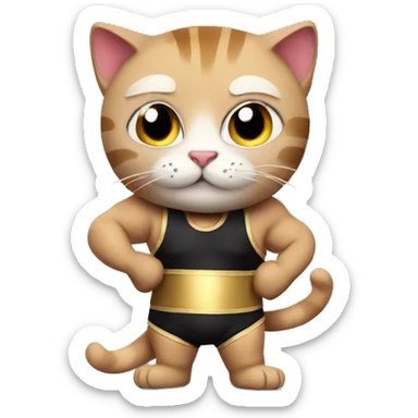 cat dressed as a professional wrestler sticker