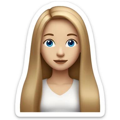 Girl with long light brown straight hair and blue eyes  sticker