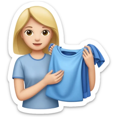 woman holding laundry sticker