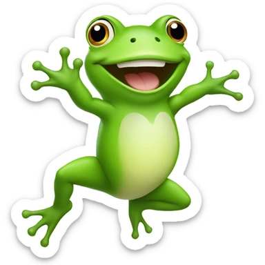 Happy cute frog jumping  sticker