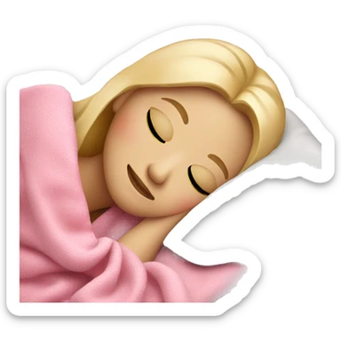 blonde girl sleeping on side with pink blanket sticker
