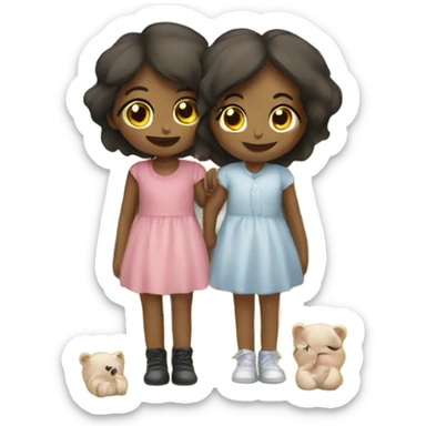 Two girls in love with a house and two babies sticker