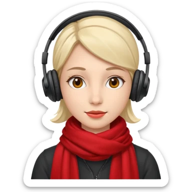 woman with red scarf wearing headphones sticker