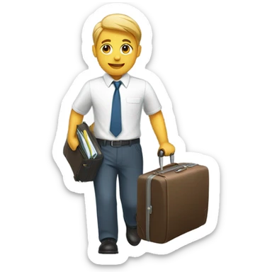 office worker with a luggage sticker