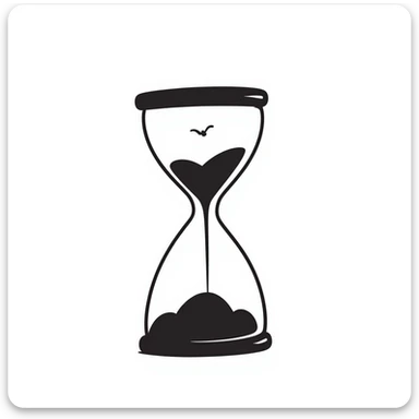 soft, hand-drawn hourglass with calming elements, symbolizing tame time sticker