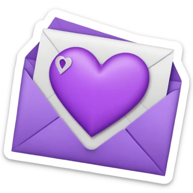 IOS's love letter emoji but with a purple heart instead of a red heart sticker
