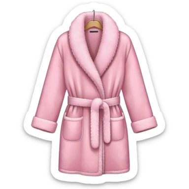pink fluffy dressing gown with belt sticker