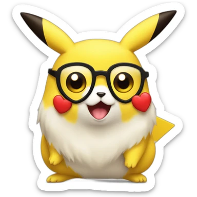 Pikachu avec des coeur aux yeux sticker