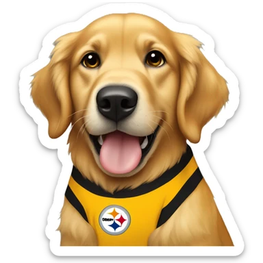 golden retriever wearing Steelers football jersey sticker