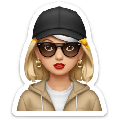 Taylor swift as a rapper with opaque black sunglasses sticker