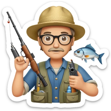 redneck fisherman with glasses and guns and fish sticker