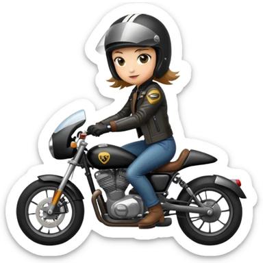Motorcycle sport with bike girl sticker