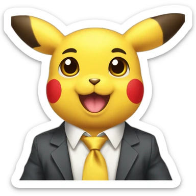Picachu in a tie shirt sticker