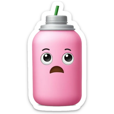 A cute pink drinking bottle with straw like a stanley. sticker