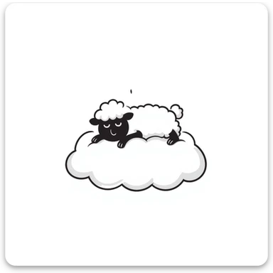 A fluffy sheep resting on a puffy white cloud in the sky sticker