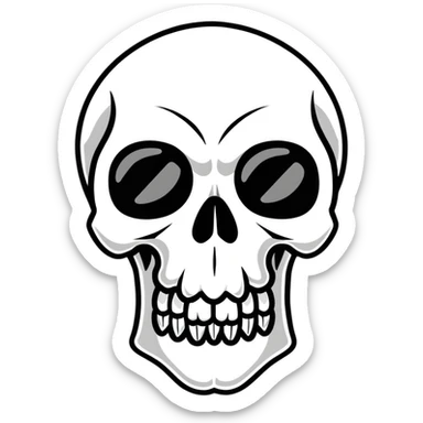 Punisher skull logo, white skull with teeth on black background sticker