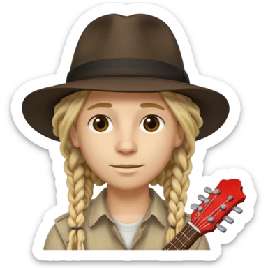 blonde Musician with dreadlocks and fedora sticker