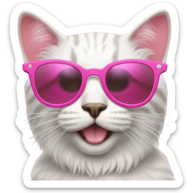 Cat with pink sunglasses sticker
