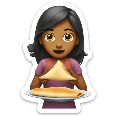 Girl eating dosa sticker