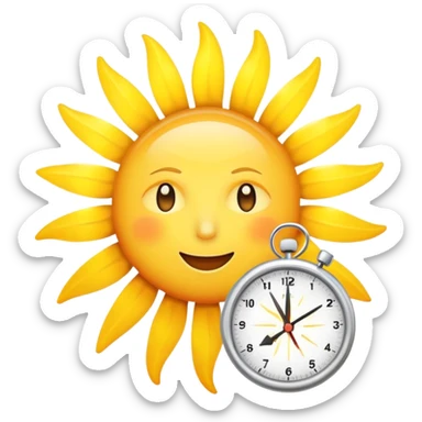 Sun with timer showing 15 minutes, morning sunshine exposure sticker