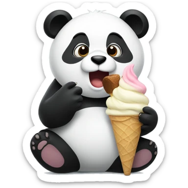 Panda eating ice cream sticker