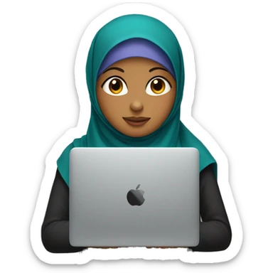 girl in hijab without face sits at the laptop sticker
