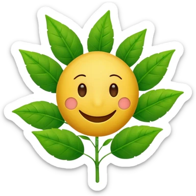 Smiley face with plant instead of eyes sticker
