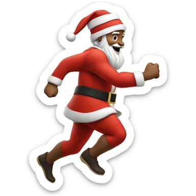 traditional santa sprinting, with a large stride and arms outstretched sticker
