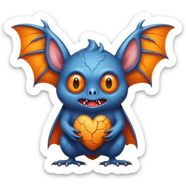 Monstre a corp craquelé fait de lave avec des ailes de chauve-souris et un tête de pierre carbonisé avec une mâchoire carré  sticker