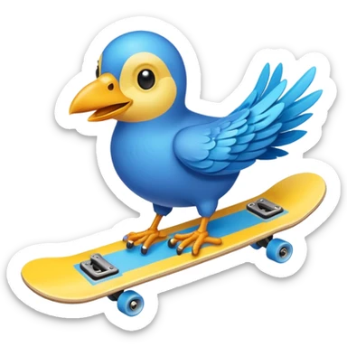 skateboarding bird sticker