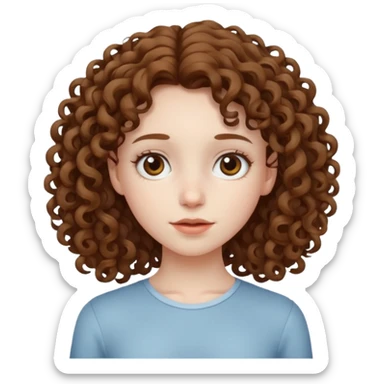 Girl with curly hair white skinny pale skin sticker