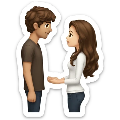 Girlfriend brown hair kissing boyfriend brown hair  sticker