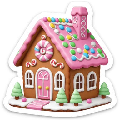 Cute pink gingerbread house sticker