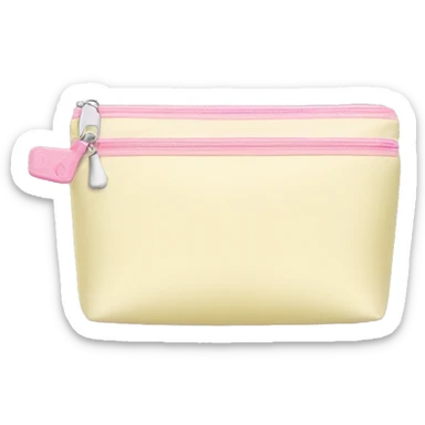 light yellow cosmetic bag rectangle shaped with a light pink zipper sticker