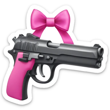 Gun with hot pink bow on it sticker