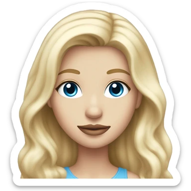 A white blonde girl with long hair and blue eyes and light pink lips sticker