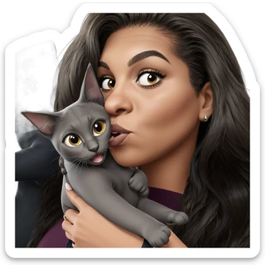 girl holding black cat sticker