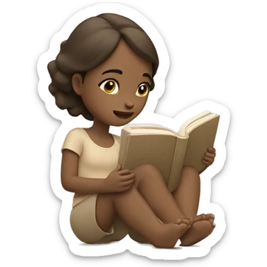 Girl reading a book. In beige tones  sticker